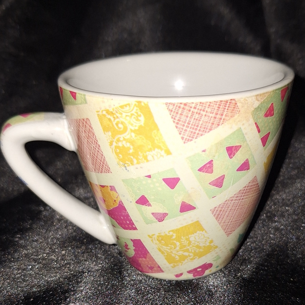 Floral & Triangle Tea Cup~Rocket Farms Inc~2 Oz~Pop Art~Art Deco~Latte~Espresso